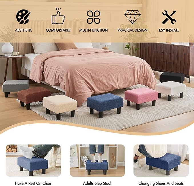 BRIAN & DANY Small Foot Stool Ottoman, Footstool - Image 5