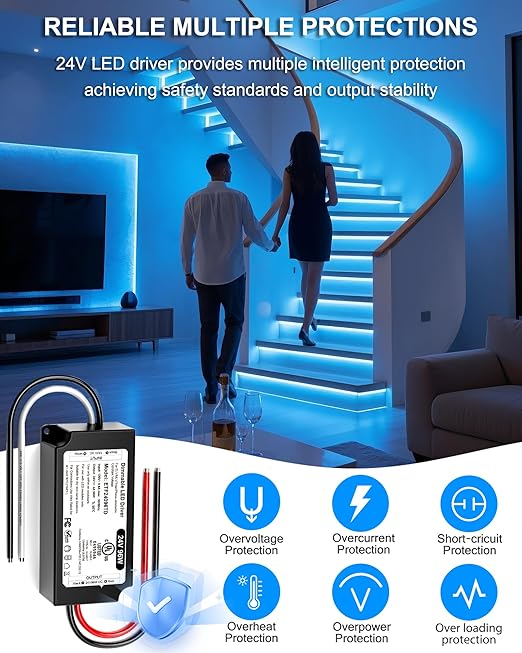 96W 24V Dimmable LED Driver UL Listed, DC 24V Triac ELV/MLV LED Dimmable Power - Image 8