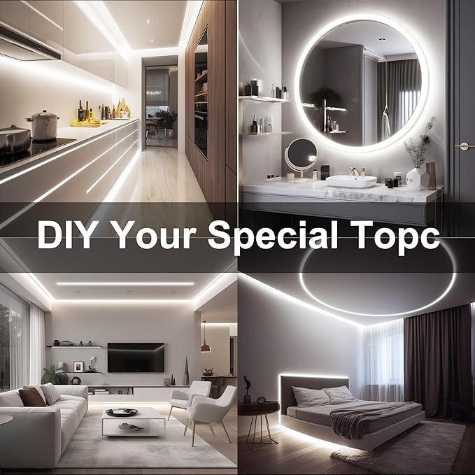 COB LED Strip, 16.4ft White LED Strip Light, Dimmable LED Light Strip 6000K - Image 4