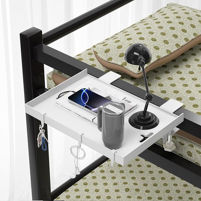 Foldable Bedside Shelf, Metal Clip-On Bed Tray Table - Image 7