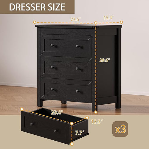 3-Drawer Dresser, Small Wooden Chest of Drawers - Image 2