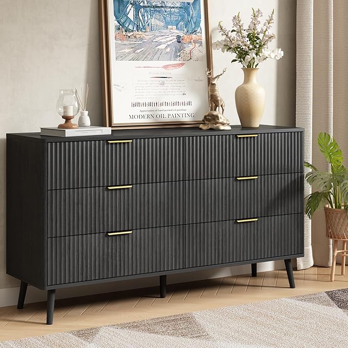 CARPETNAL Fluted 6 Drawer Dresser by CARPETNAL