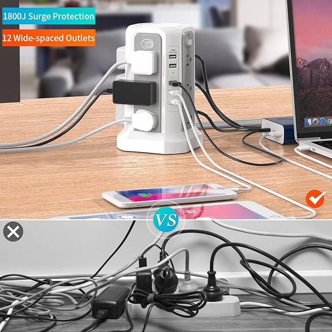 Surge Protector Power Strip Tower - Image 6