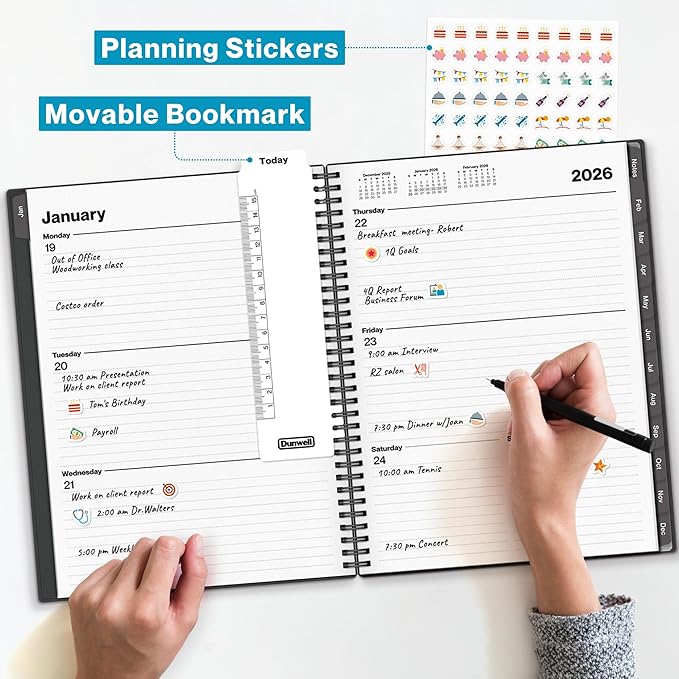Dunwell 2026 Planner Book 8.5x11, Weekly Monthly Calendar, Jan to Dec, Large - Image 2