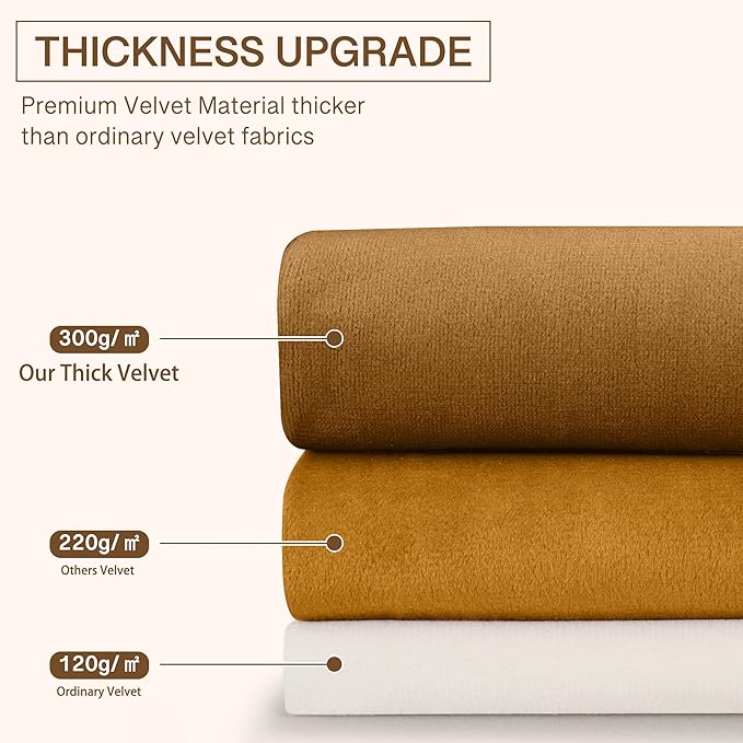 StangH 90 inch Length Brown Curtains Light Blocking Velvet Window Drapes - Image 5