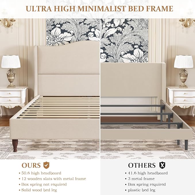 koorlian Full Size Bed Frame Upholstered Platform Bed - Image 9