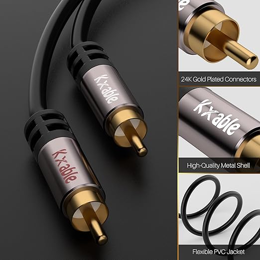 RCA Cable 15FT, 2RCA Male to 2RCA Male Stereo Audio Cable, 【Oxygen-Free Copper - Image 2