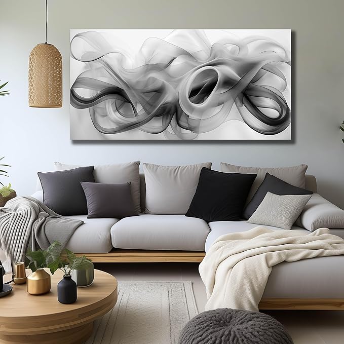 JuhaiArt White Canvas Wall Decorations Black Wall Art Large Abstract Canvas - Image 4