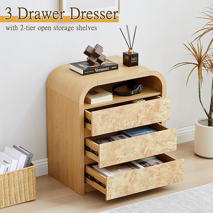 3 Drawer Dresser for Bedroom, Modern Chest of Drawers - Image 5
