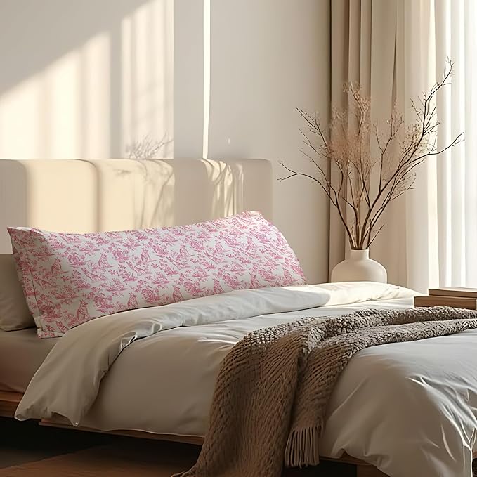 Pink Chinoiserie German Shepherd Dog 20x54 Body Pillow Cover - Image 6
