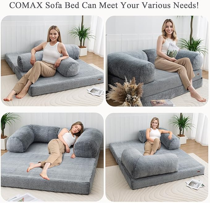 COMAX 4-in-1 Futon Sofa Bed, Queen Size Foldable Couch - Image 6
