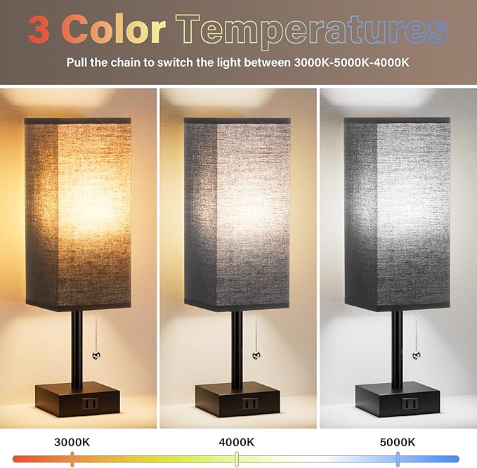 Fenmzee Black Table Lamps for Bedroom Set of 2 - Image 3