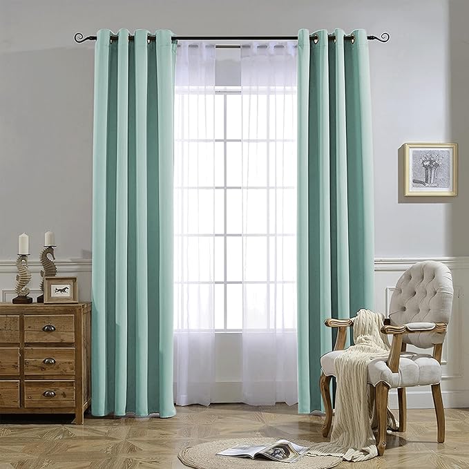 NICETOWN Aqua Blue Room Darkening Curtain Panels - Image 7