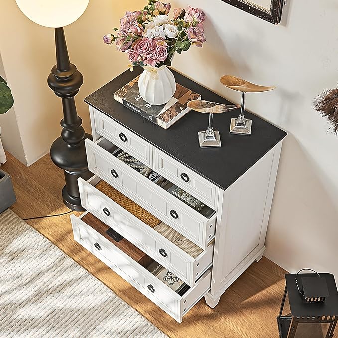 Farmhouse 5 Drawer Dresser for Bedroom, 33.2" Tall Small Dressers & Chest of - Image 5