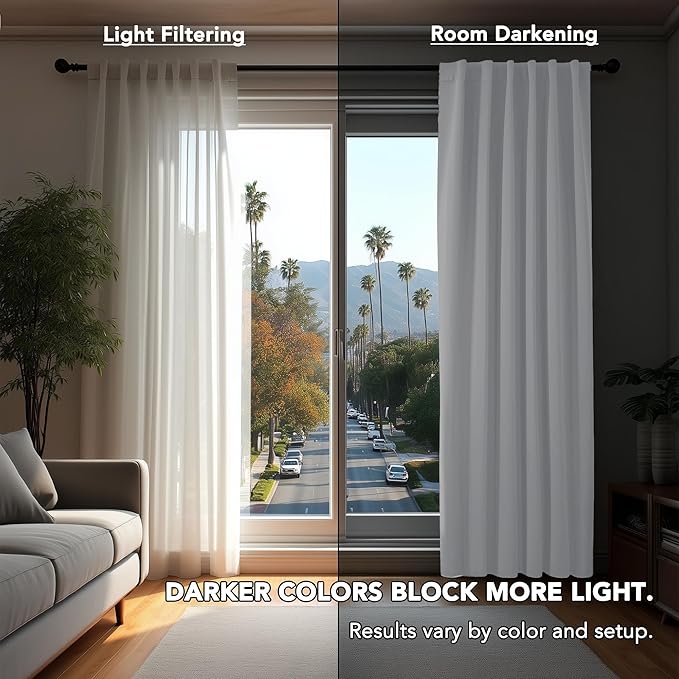 Deconovo Semi 50% Light Blocking Pure White Curtains - Image 3