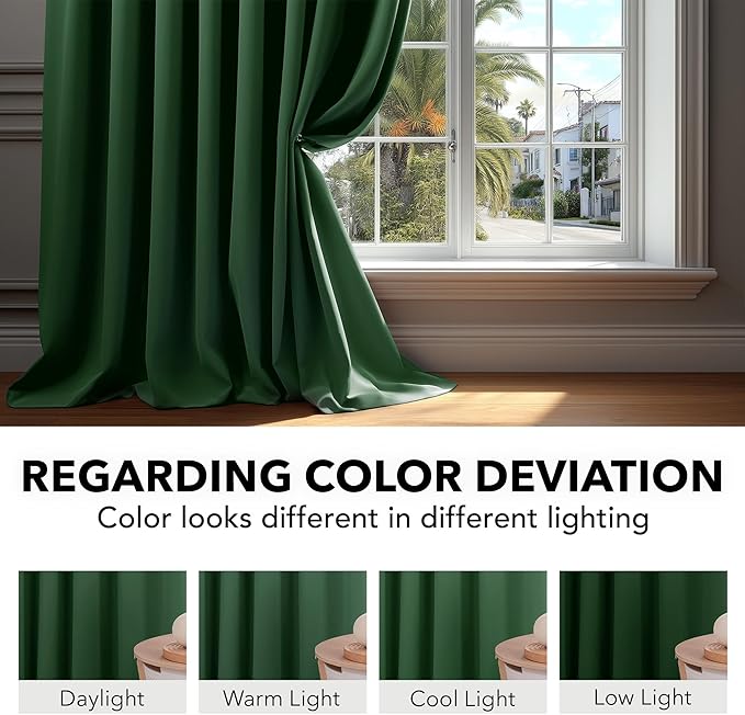 Deconovo Blackout Curtains, Thermal Insulated, W42 x L95 2 Panels, Back Tab - Image 6