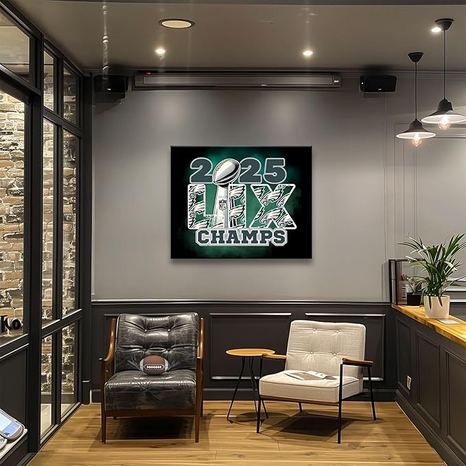 B.B.F MAKE 2025 Super Canvas Bowl Wall Art Champions Eagles Poster Print - Image 3
