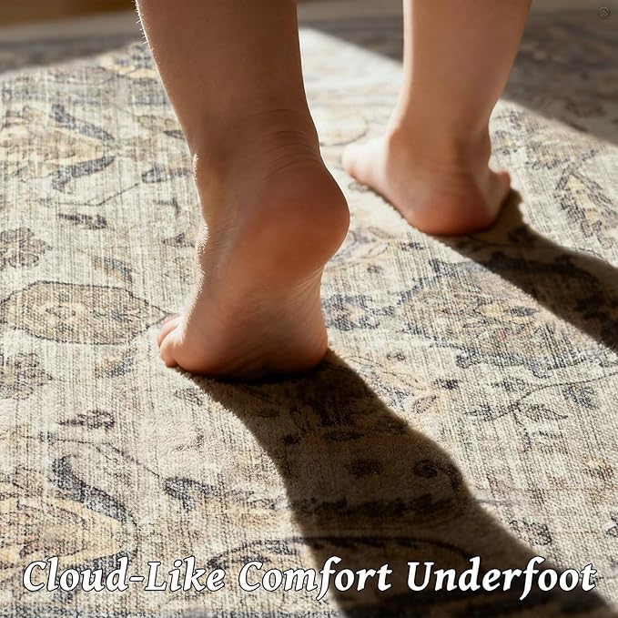 Washable 4x6 Rugs for Living Room, Boho Non-Slip Vintage Distress Small Rugs - Image 4