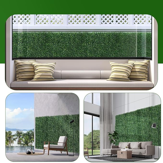 Artificial Ivy Privacy Fence Screen, 40X120 in UV-Anti Faux Boxwood Roll Panels - Image 7