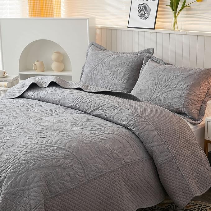 MarCielo 3-Piece 100% Cotton Oversized Bedspread Lightweight Quilt Coverlet - Image 5