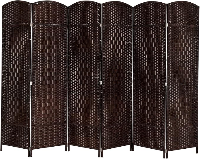 VINGLI 6-Panels Tall Rattan Room Divider, 6 FT Folding Privacy Screen, Indoor by VINGLI