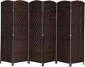VINGLI 6-Panels Tall Rattan Room Divider, 6 FT Folding Privacy Screen, Indoor by VINGLI