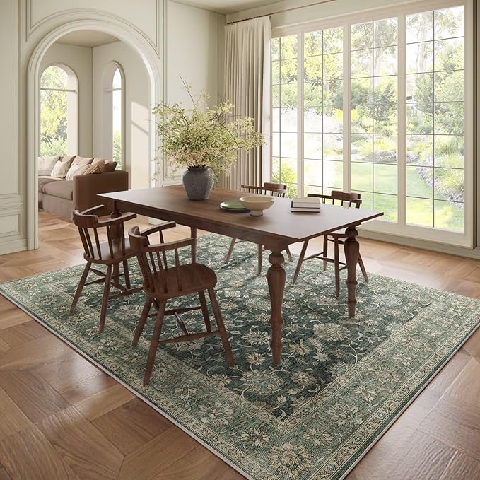 Washable 6x9 Area Rugs for Living Room, Boho Non-Slip Vintage Distress Large - Image 3