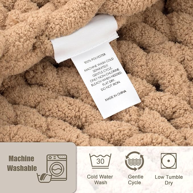 Chunky Knit Throw Blanket 50"X 60", 100% Handmade - Image 5