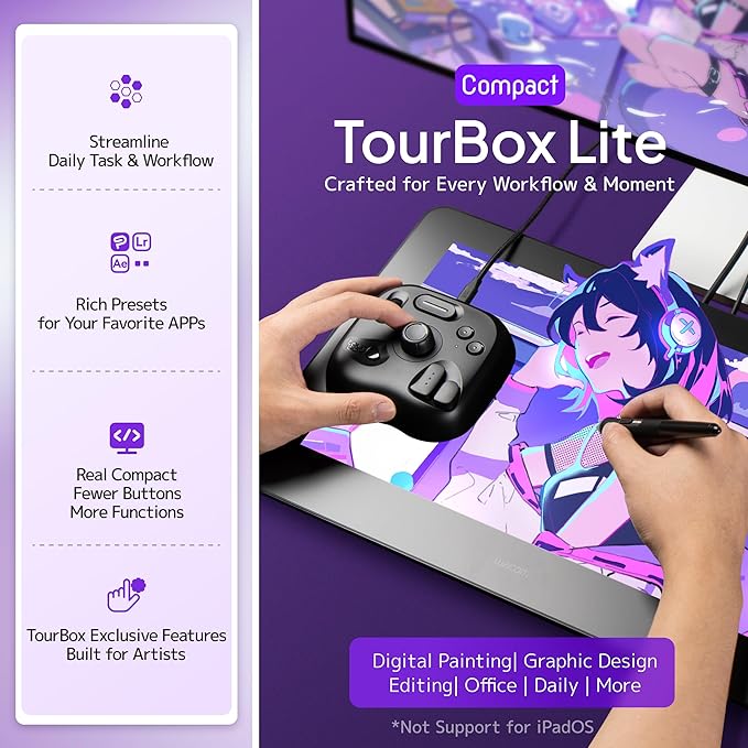 TourBox Lite - Editing Keyboard Compact, Artists Go-to Drawing Macro Keypad - Image 8