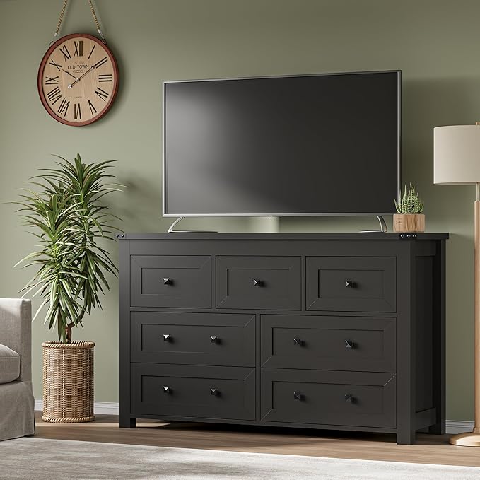 7-Drawer Dresser, Modern Wooden Storage Chest of Drawers, Dresser TV Stand - Image 5