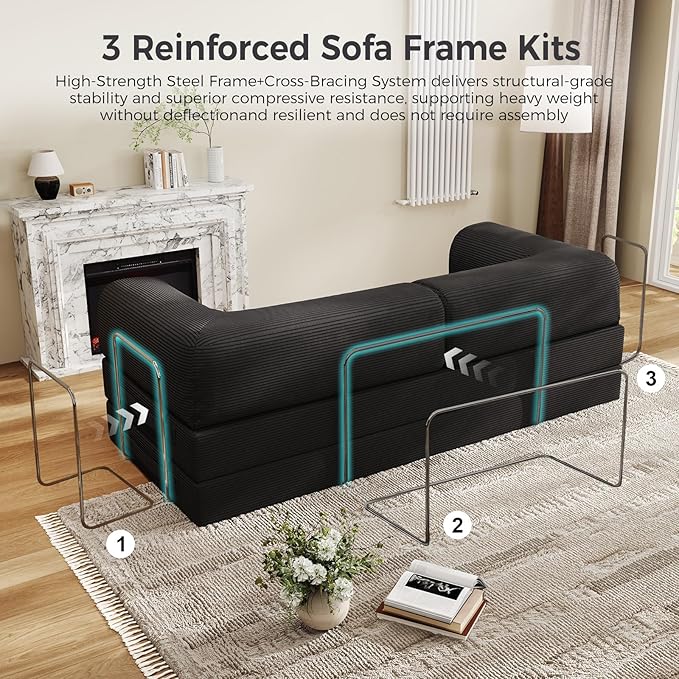 5-in-1 Folding Convertible Sofa Bed - Image 6