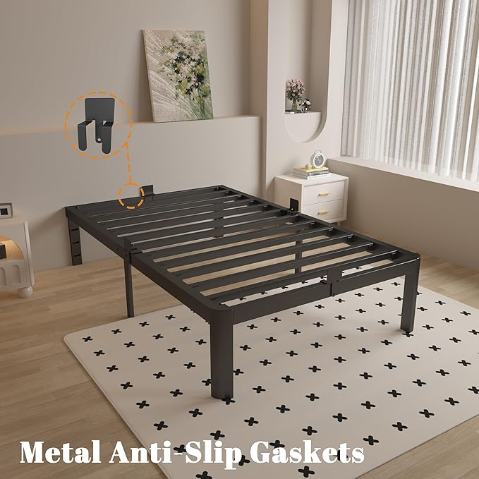14 Inch Twin Bed Frames with Metal Gaskets, Heavy Duty Steel Platform Supprt - Image 5