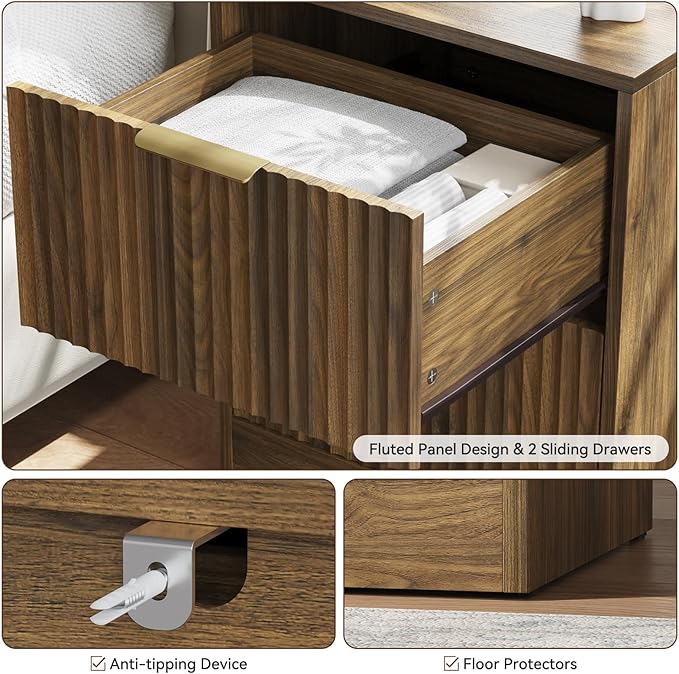 7 Drawer Dresser & Nightstand Set 3-Piece, 55” Wide Bedroom Dresser and Night - Image 6