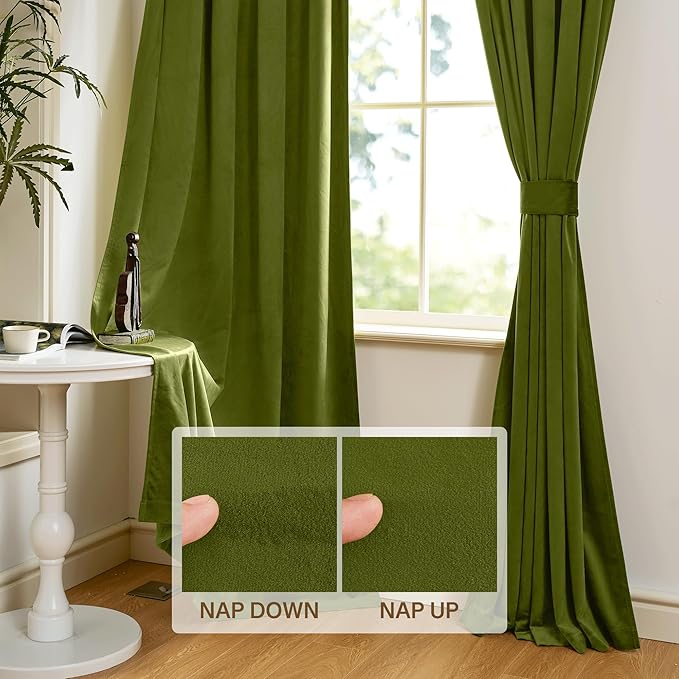 StangH Olive Green Velvet Curtains - Image 4