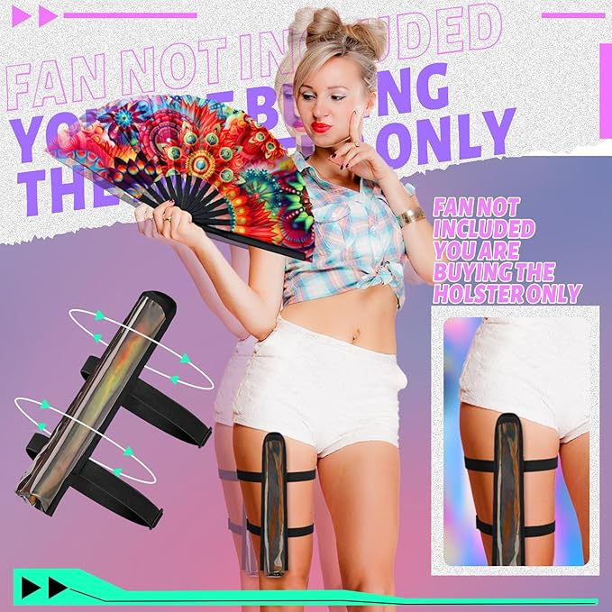 Summer Rave Fan Thigh Holster Rave Fan Holder Folding Hand Pouch Foldable - Image 5
