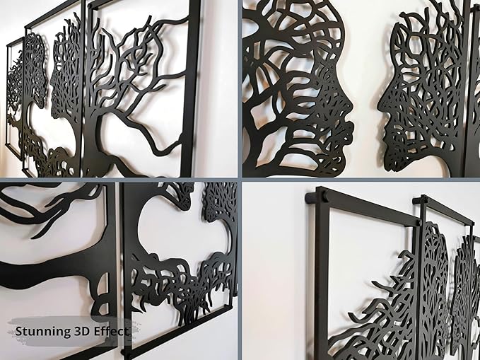VAILLA Tree of Life Wall Wooden Art Abstract Tree Man Woman Face Large 3D - Image 5