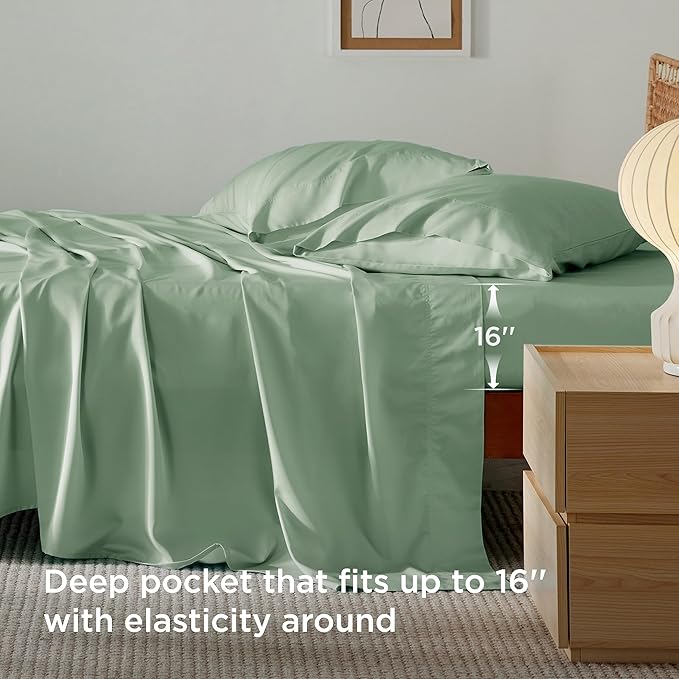 Bedsure Full Size Bed Sheets, Cooling Sheets, Rayon Derived from Bamboo - Image 4