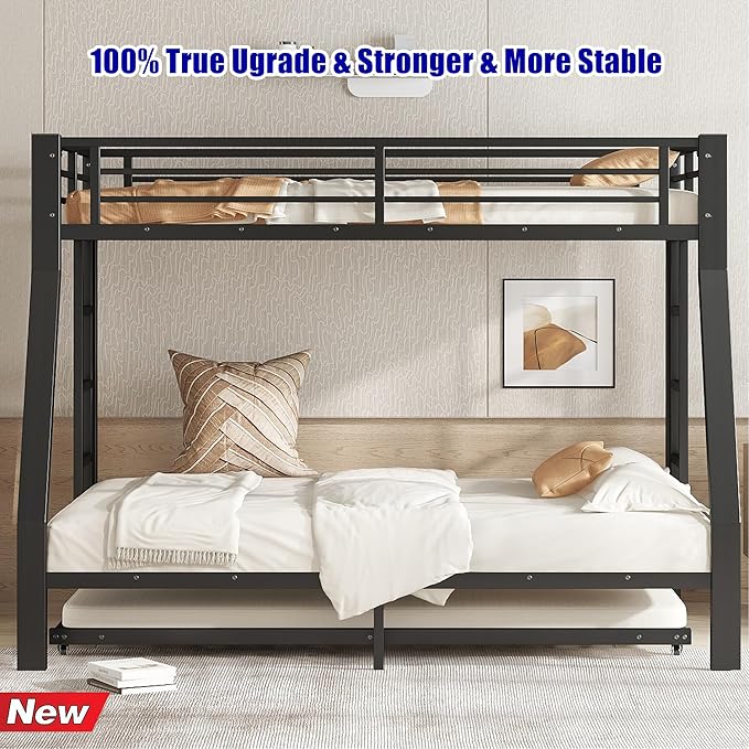 Higher Quality & Stronger Metal Bunk Bed Twin Over Full Size Bunkbed Frame - Image 3