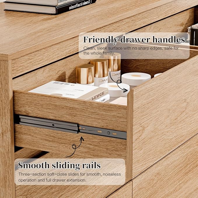 6 Drawer Dresser, Wooden Bedroom Drawer Dresser - Image 4