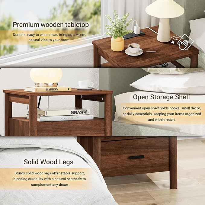 FavourLife Night Stand Set 2, Modern Nightstand - Image 3