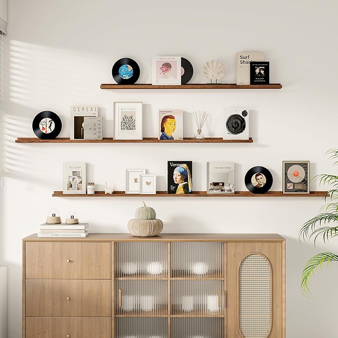 Floating Picture Ledge Shelves for Wall Set of 2, 84 Inches Picture Ledge Shelf - Image 2