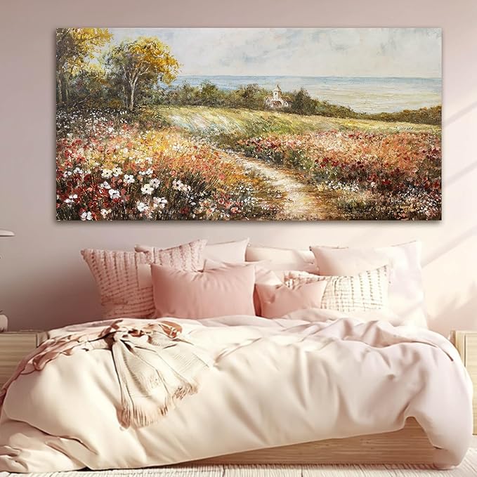 YETHEN WAL Wildflower Meadow Landscape Wall Art - Image 4