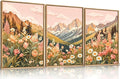 LHIUEM Large Abstract Colorful Mountain Framed Canvas Wall Art, Boho Pink by LHIUEM