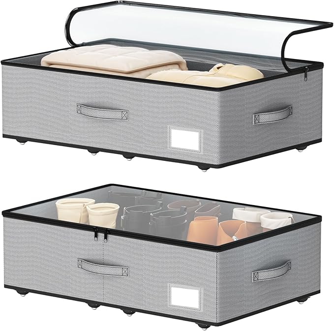 Under Bed Storage with Wheels, No Assemble Required 7.5 inches height Under Bed by EASIERLIFEENJOYWORLDBEAUTY