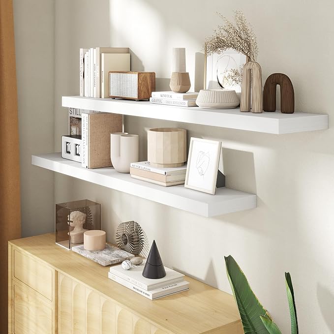 55 Inch Floating Shelves for Wall, 8 Inch Deep Floating Shelf for Storage & - Image 2