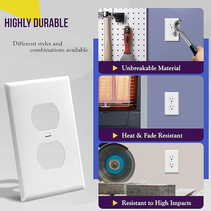ENERLITES Duplex Wall Plates Kit, Electrical Outlet Covers, Standard Size - Image 4