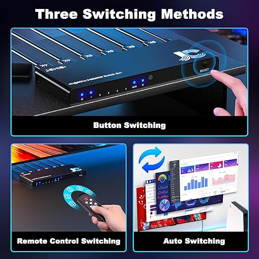 JCHICI HDMI Switch 3 in 1 Out, 4K@60Hz Switcher Splitter, Auto-Switching HDMI - Image 5