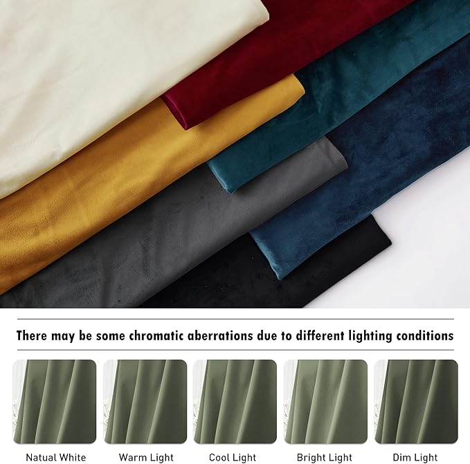 RYB HOME Sage Velvet Curtains 102 inches, Back Tab Soft Fabric Room Darkening - Image 7