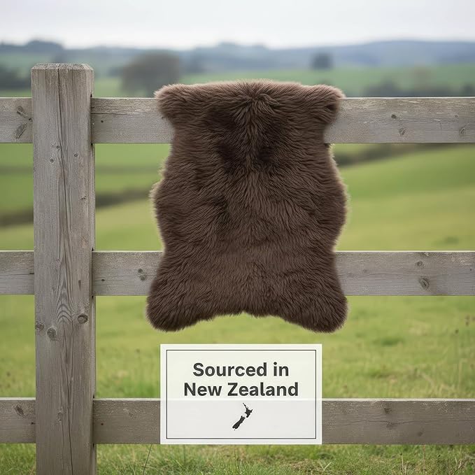 Genuine Dark Brown Sheepskin Rug 2x3 ft, Real Fluffy Single Pelt Fur Accent Rug - Image 7