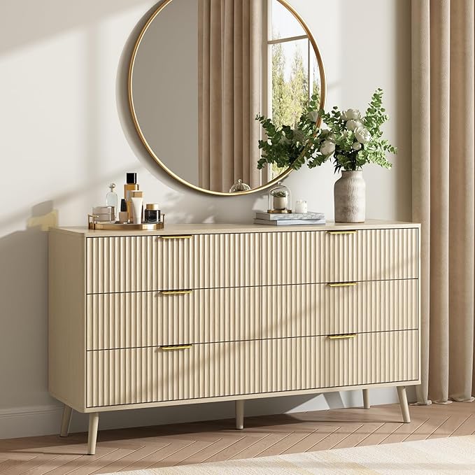 CARPETNAL Fluted 6 Drawer Dresser - Image 5